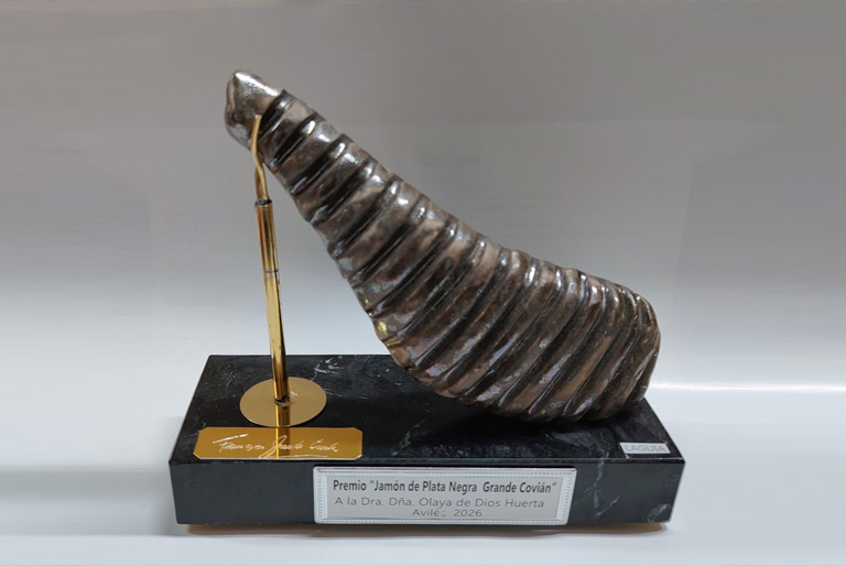 Estatuilla del Premio Jamón de Plata Negra Grande Covián 2026